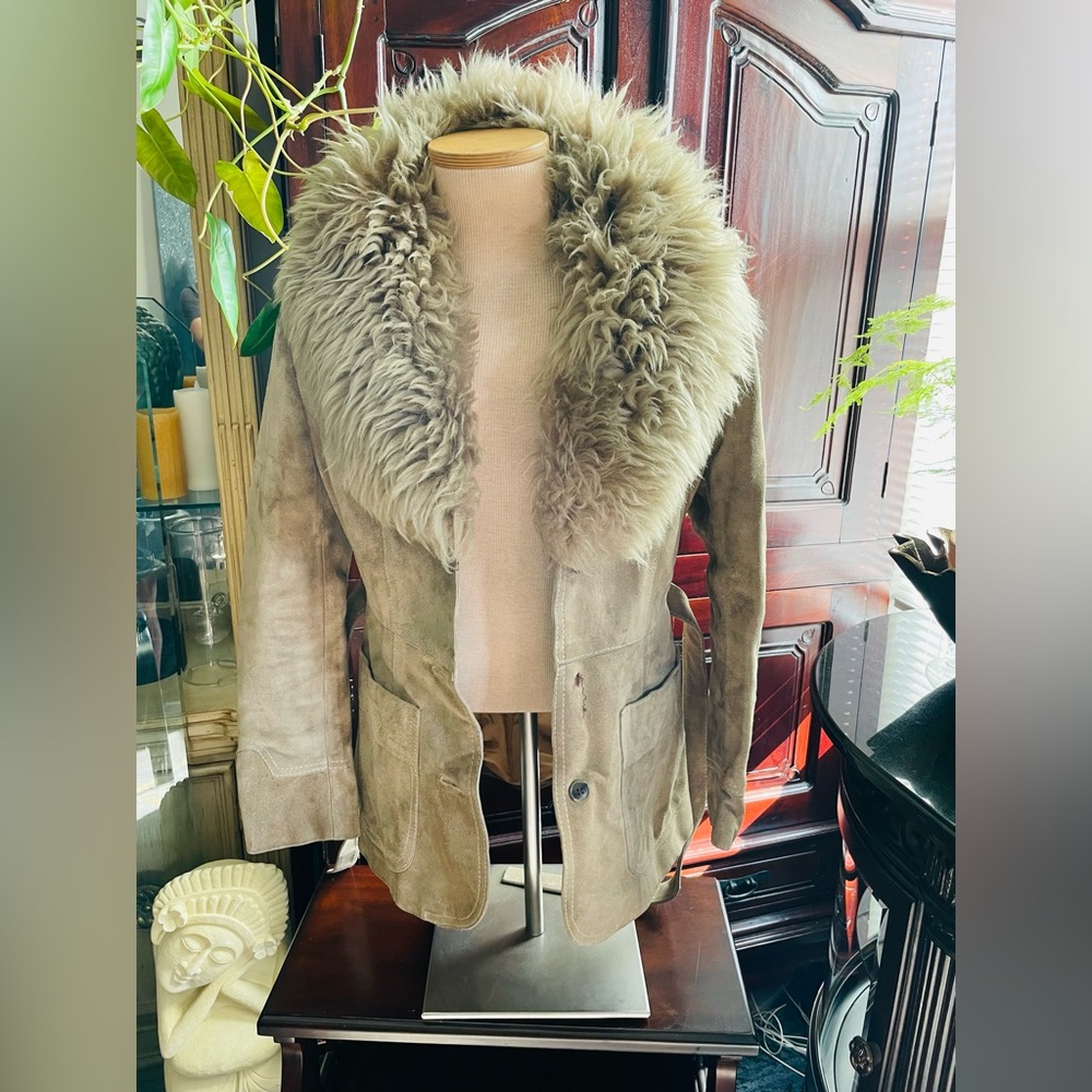 Suede Faux Fur with Shawl Collar